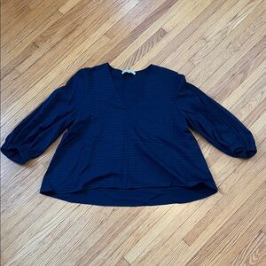 Tibi Navy V-Neck Blouse